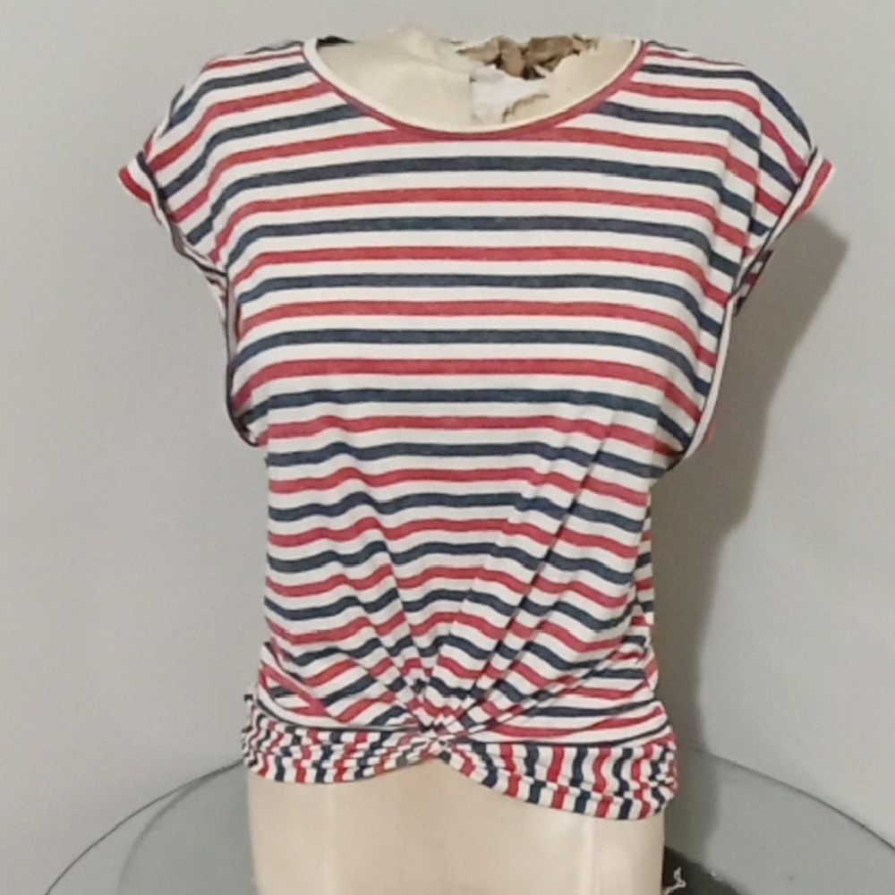 Lucky Brand Red and Blue Striped Tee